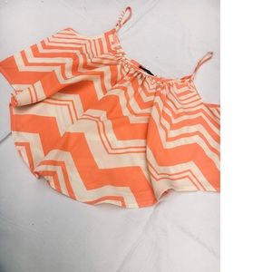 A orange and white semi crop top!